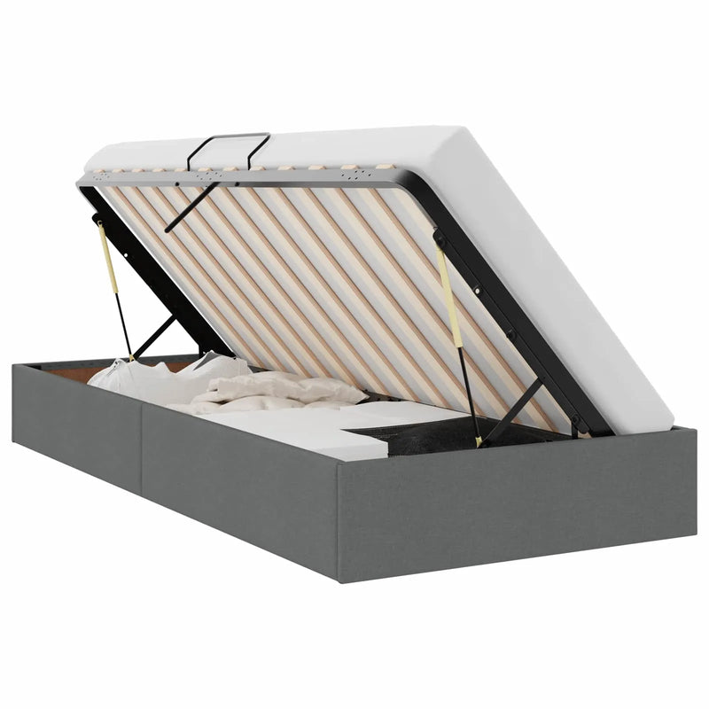 Storage Bed with Mattress Dark Grey 107 x 203 cm Fabric