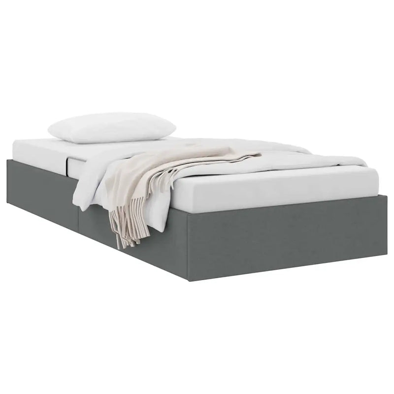 Storage Bed with Mattress Dark Grey 107 x 203 cm Fabric