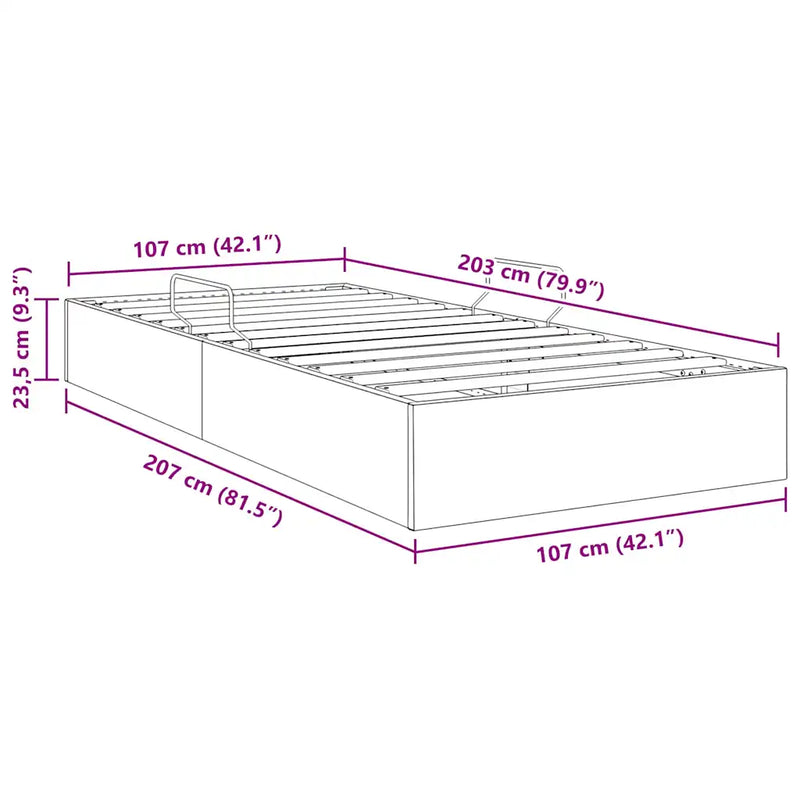 Storage Bed with Mattress Dark Grey 107 x 203 cm Fabric