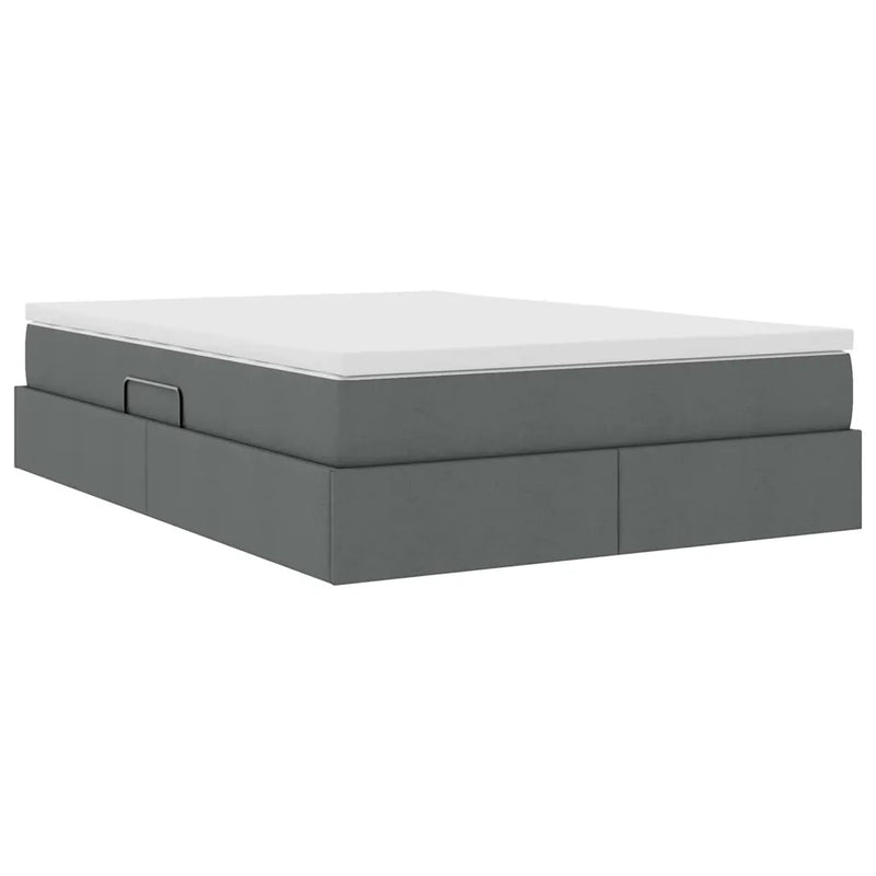 Storage Bed with Mattress Dark Grey 152 x 203 cm Polyester
