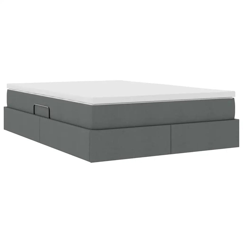 Storage Bed with Mattress Dark Grey 152 x 203 cm Polyester
