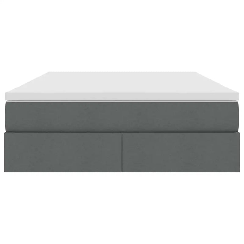 Storage Bed with Mattress Dark Grey 152 x 203 cm Polyester