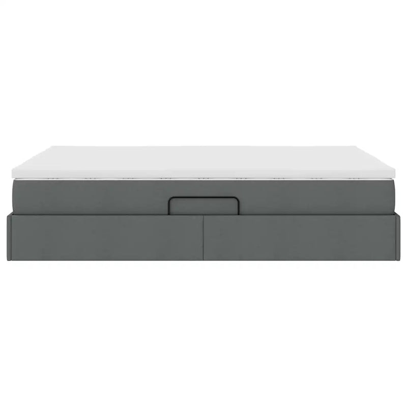 Storage Bed with Mattress Dark Grey 152 x 203 cm Polyester
