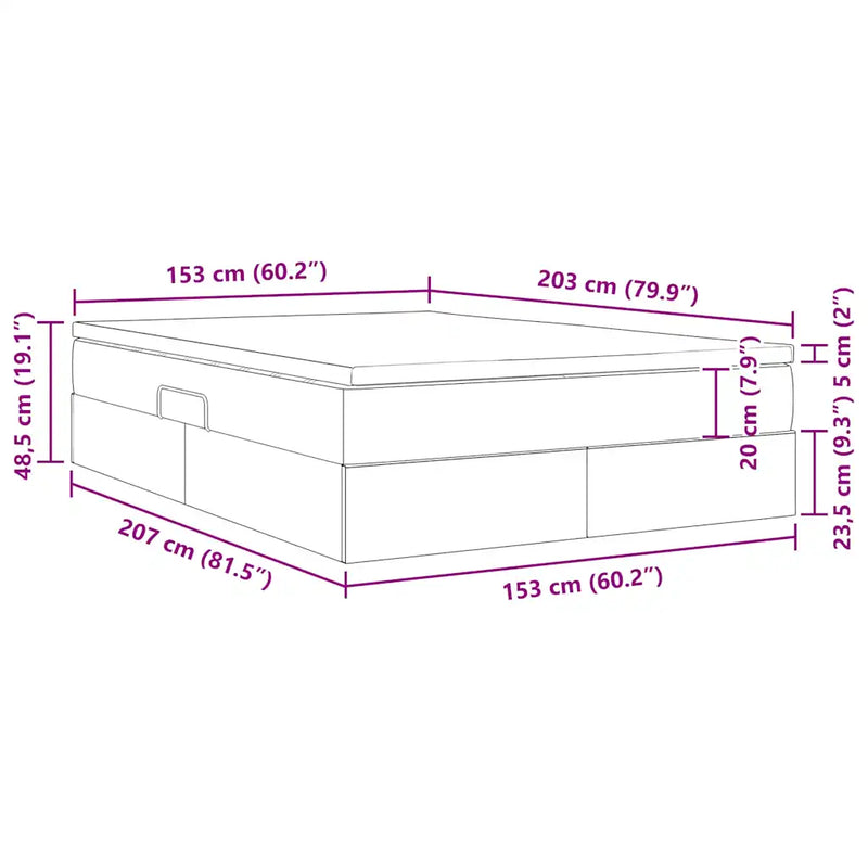 Storage Bed with Mattress Dark Grey 152 x 203 cm Polyester