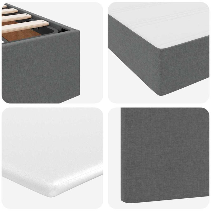 Storage Bed with Mattress Dark Grey 152 x 203 cm Fabric