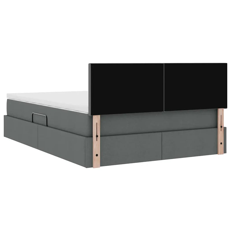 Storage Bed with Mattress Dark Grey 152 x 203 cm Fabric