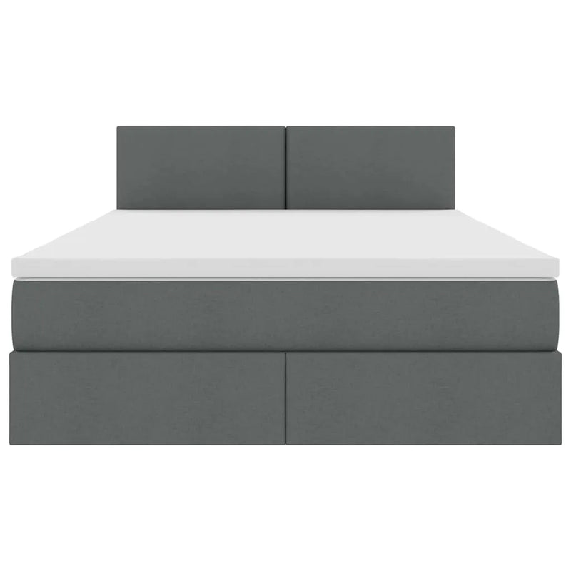 Storage Bed with Mattress Dark Grey 152 x 203 cm Fabric