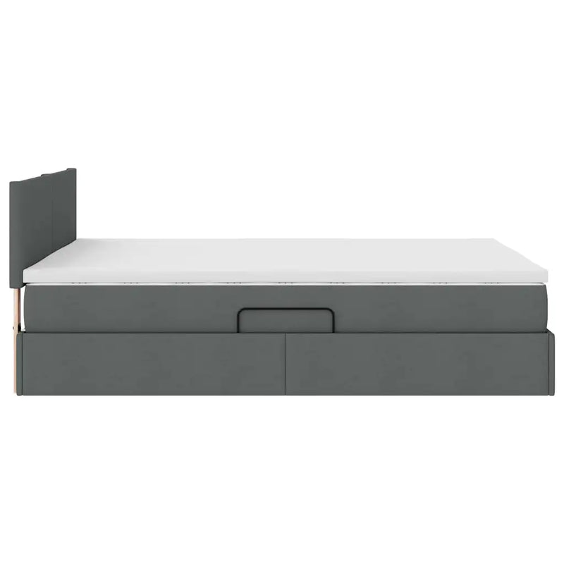 Storage Bed with Mattress Dark Grey 152 x 203 cm Fabric