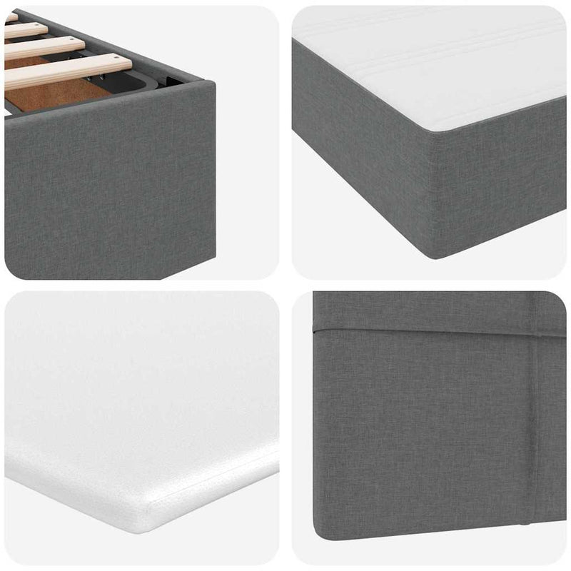 Storage Bed with Mattress Dark Grey 152 x 203 cm Fabric