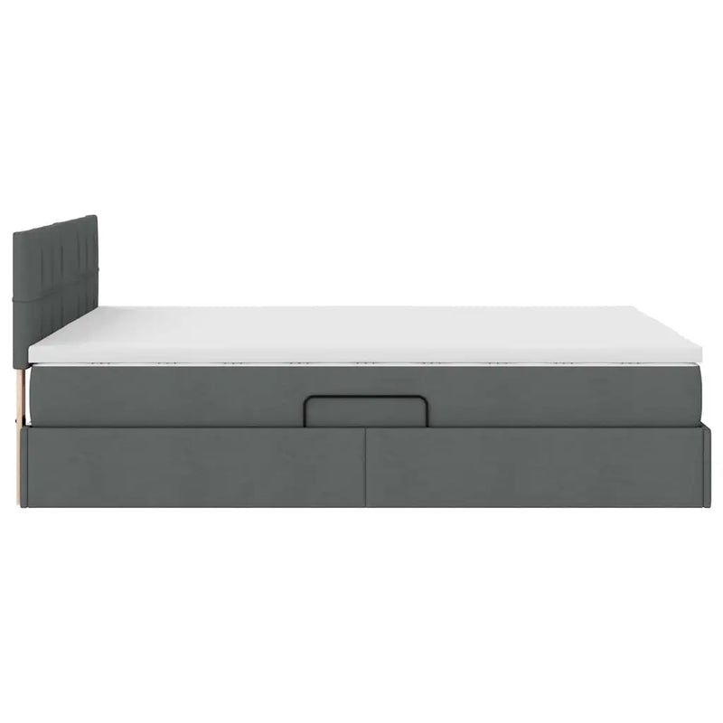 Storage Bed with Mattress Dark Grey 152 x 203 cm Fabric