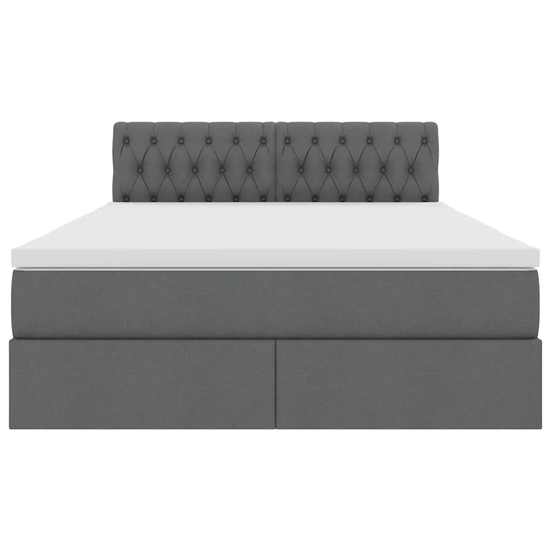 Storage Bed with Mattress Dark Grey 152 x 203 cm Fabric