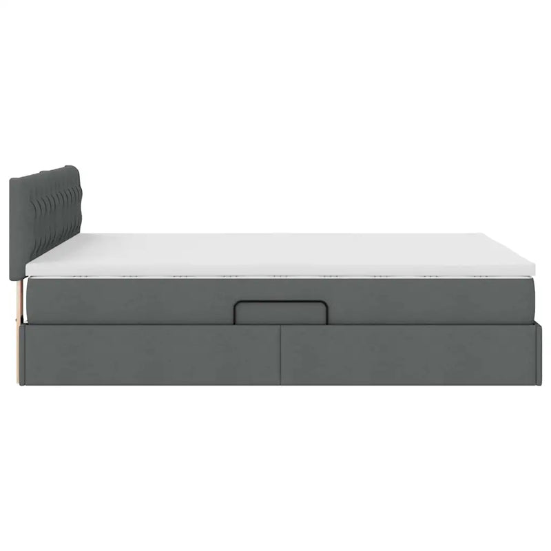 Storage Bed with Mattress Dark Grey 152 x 203 cm Fabric