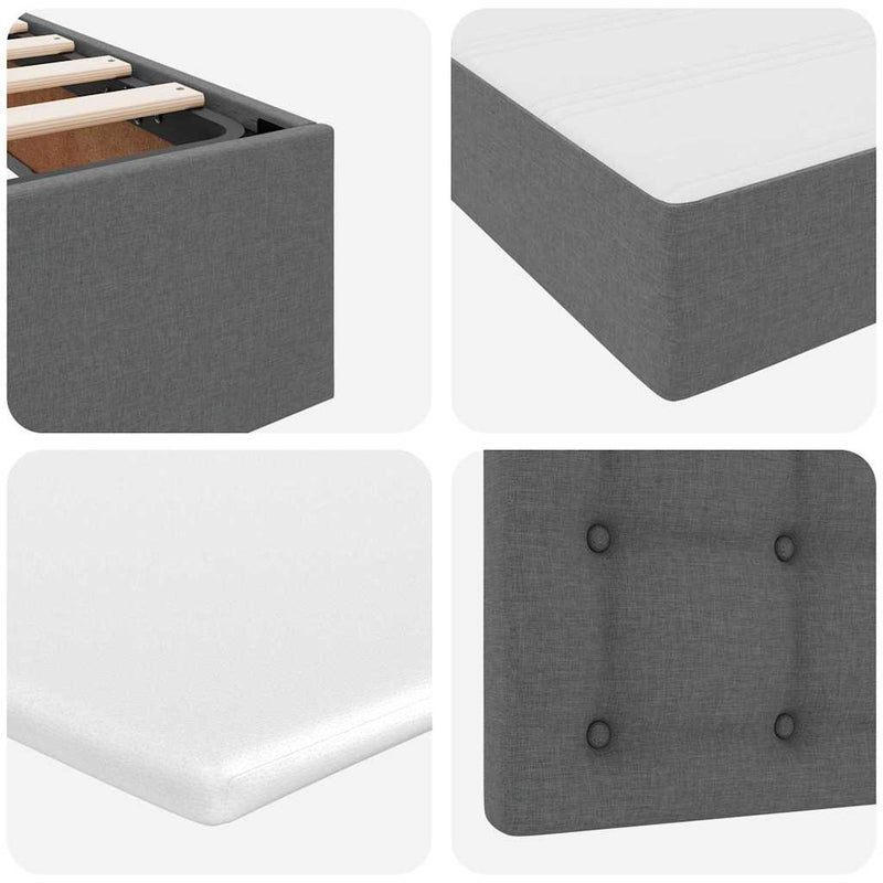Storage Bed with Mattress Dark Grey 152 x 203 cm Fabric
