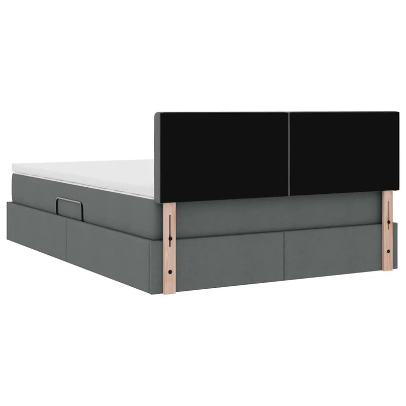 Storage Bed with Mattress Dark Grey 152 x 203 cm Fabric