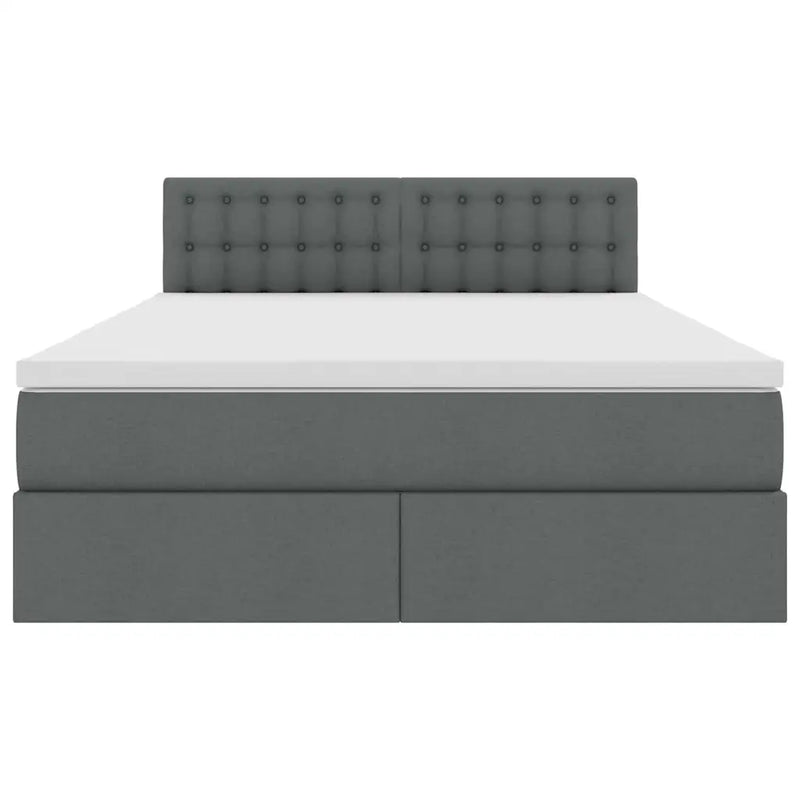 Storage Bed with Mattress Dark Grey 152 x 203 cm Fabric