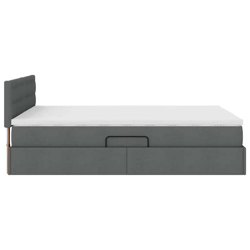 Storage Bed with Mattress Dark Grey 152 x 203 cm Fabric