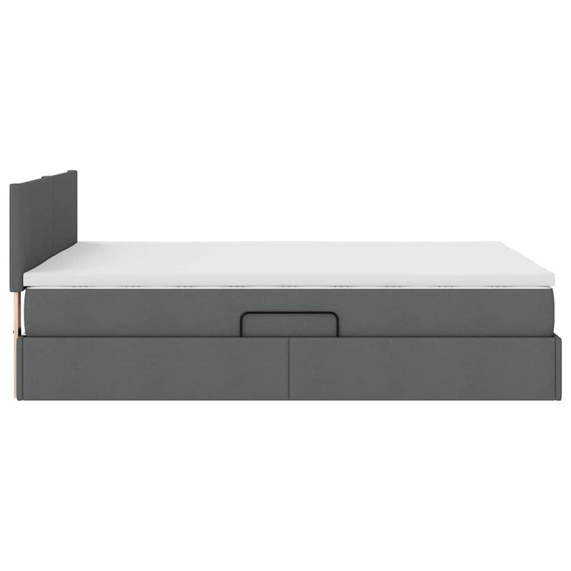 Bed with LED Strip Lights Dark Grey 152 x 203 cm Fabric