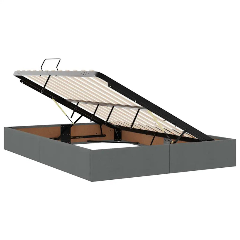 Bed with LED Strip Lights Dark Grey 152 x 203 cm Fabric