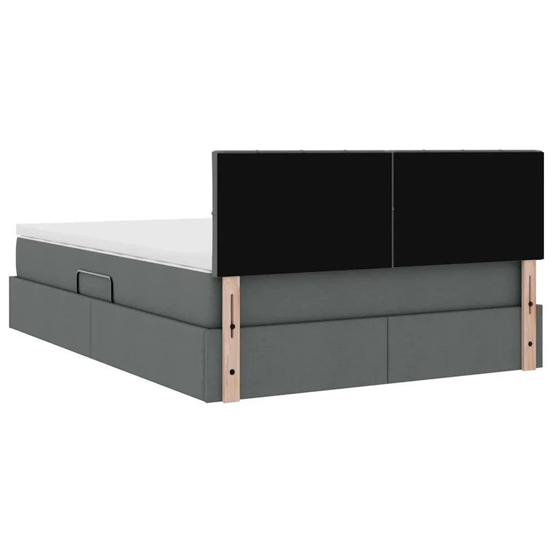 Bed with LED Strip Lights Dark Grey 152 x 203 cm Fabric
