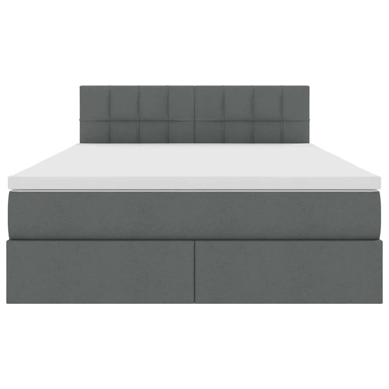 Bed with LED Strip Lights Dark Grey 152 x 203 cm Fabric