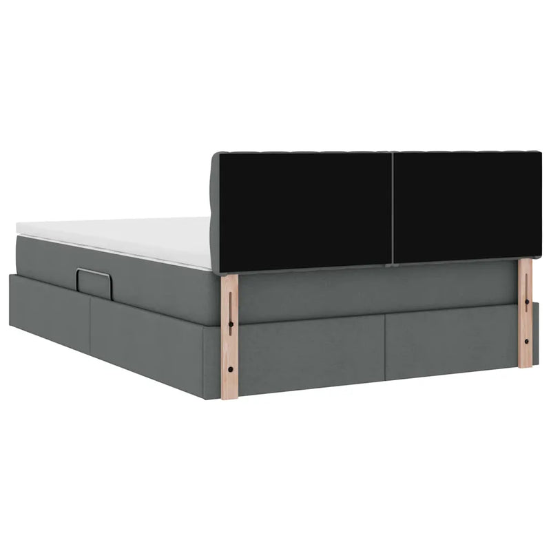 Bed with LED Strip Lights Dark Grey 152 x 203 cm Fabric