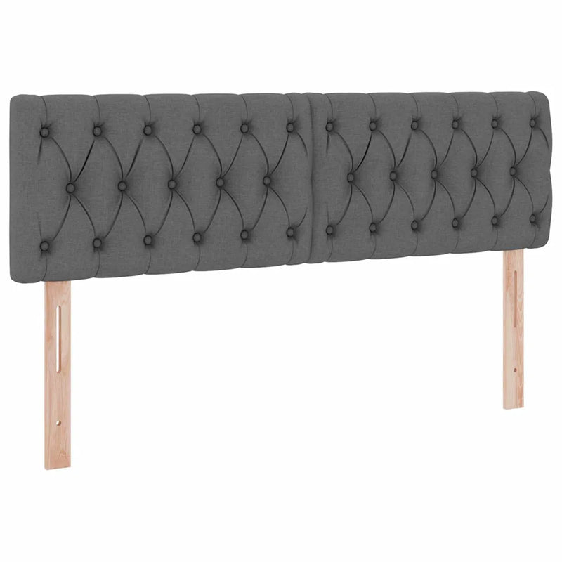 Bed with LED Strip Lights Dark Grey 152 x 203 cm Fabric