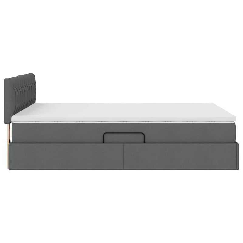 Bed with LED Strip Lights Dark Grey 152 x 203 cm Fabric