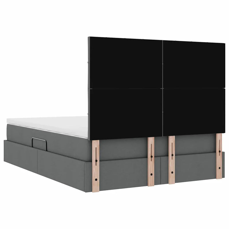 Storage Bed with Mattress Dark Grey 153 x 203 cm Faux Leather