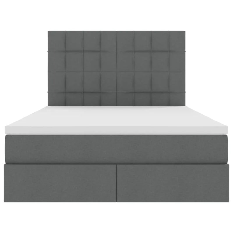 Storage Bed with Mattress Dark Grey 153 x 203 cm Faux Leather