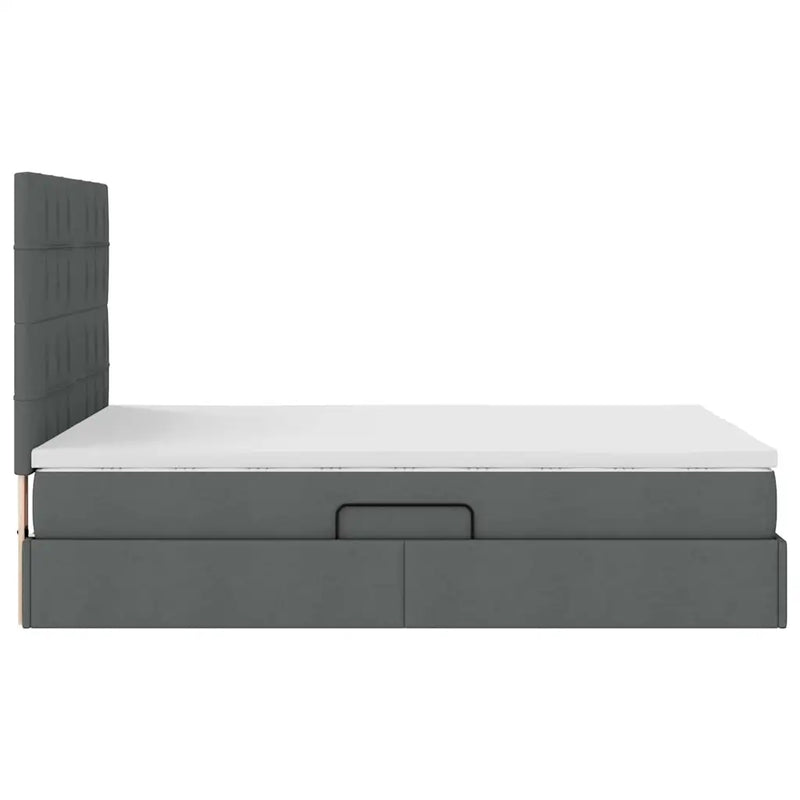 Storage Bed with Mattress Dark Grey 153 x 203 cm Faux Leather