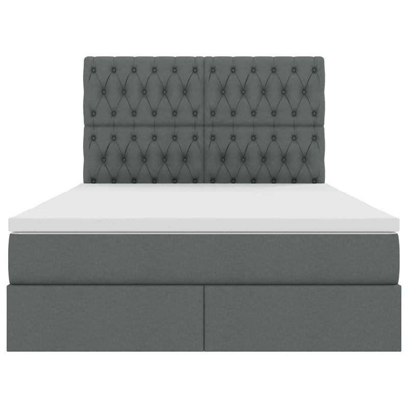 Storage Bed with Mattress Dark Grey 153 x 203 cm Faux Leather
