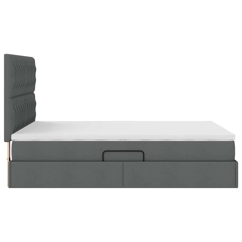Storage Bed with Mattress Dark Grey 153 x 203 cm Faux Leather