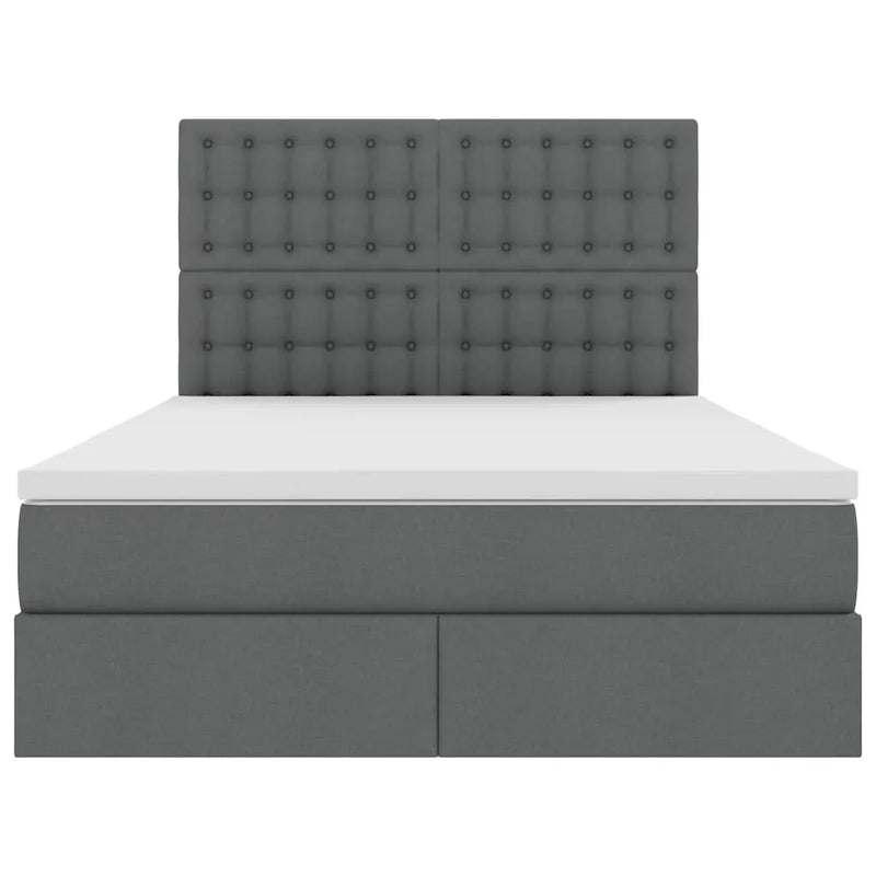 Storage Bed with Mattress Dark Grey 153 x 203 cm Faux Leather