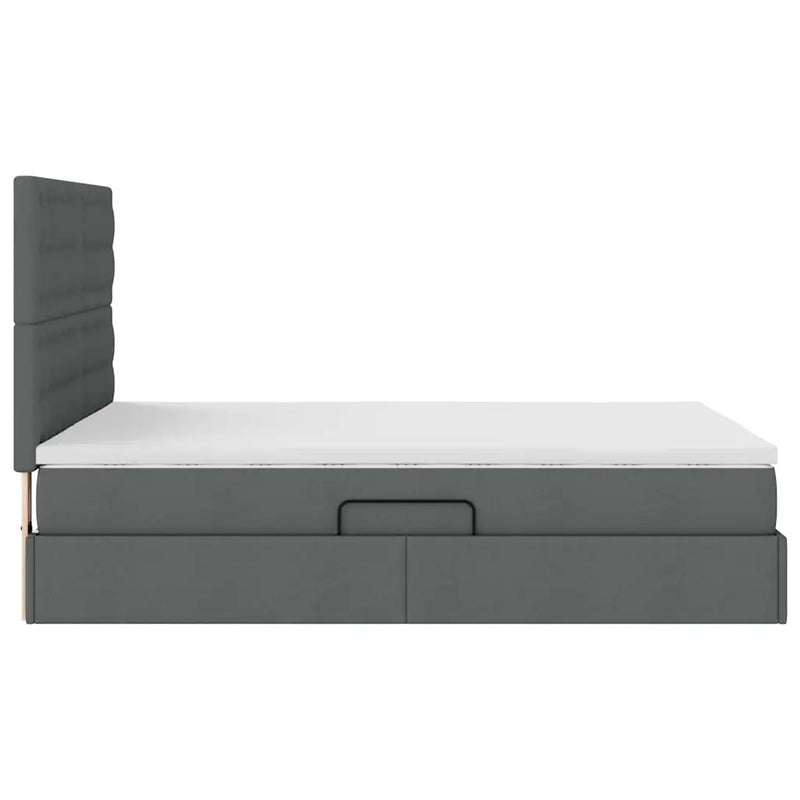 Storage Bed with Mattress Dark Grey 153 x 203 cm Faux Leather