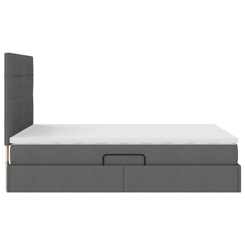 Bed with LED Strip Lights Dark Grey 152 x 203 cm Fabric