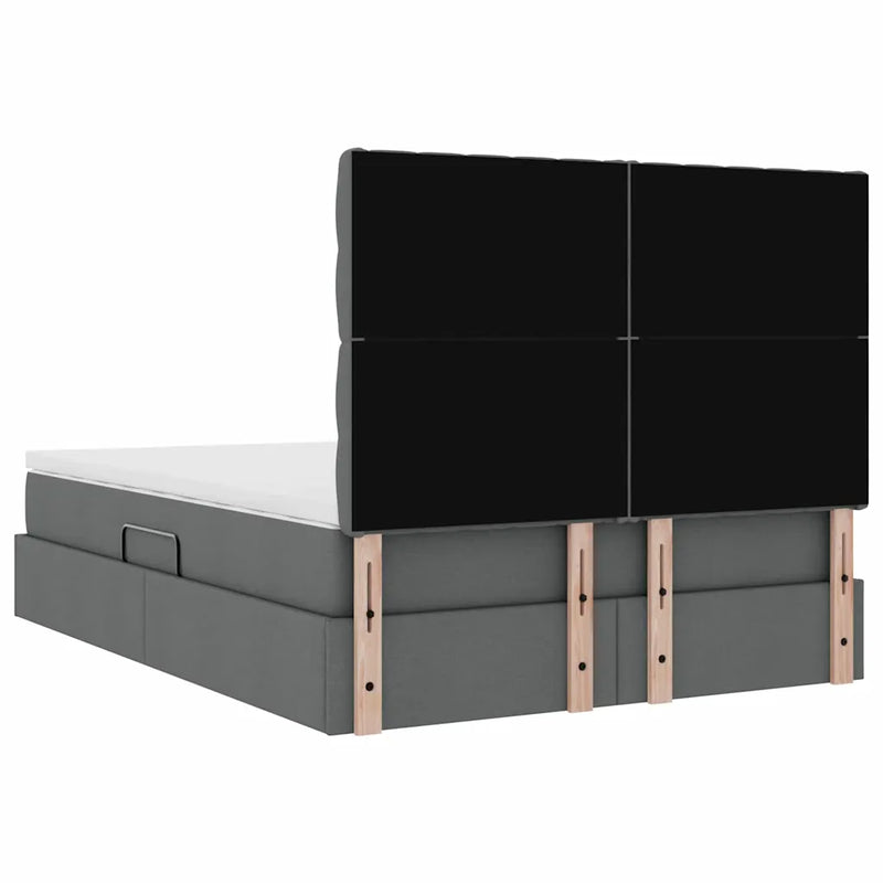 Bed with LED Strip Lights Dark Grey 152 x 203 cm Fabric
