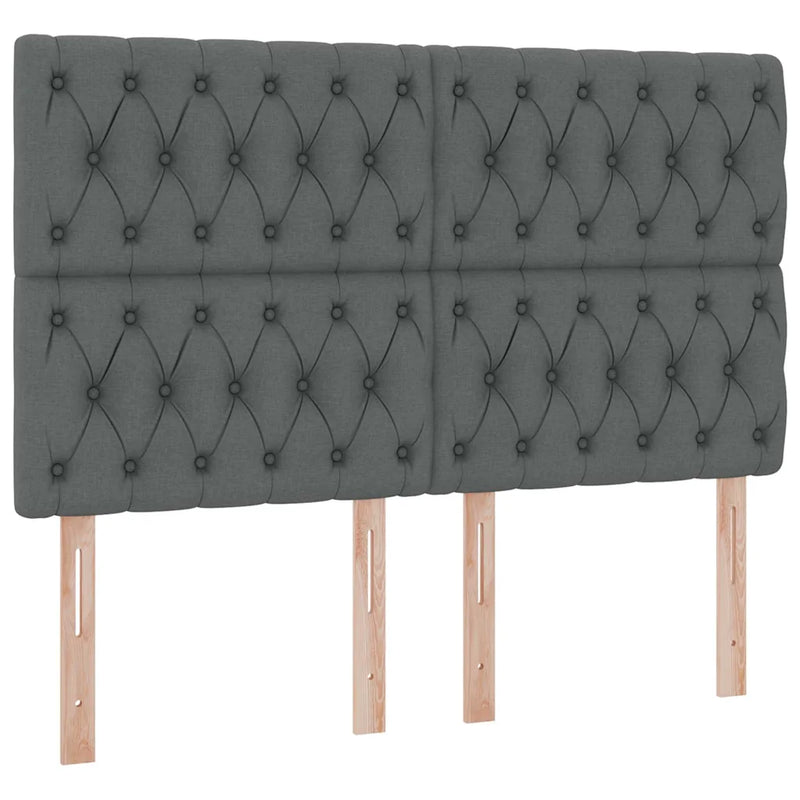 Bed with LED Strip Lights Dark Grey 152 x 203 cm Fabric
