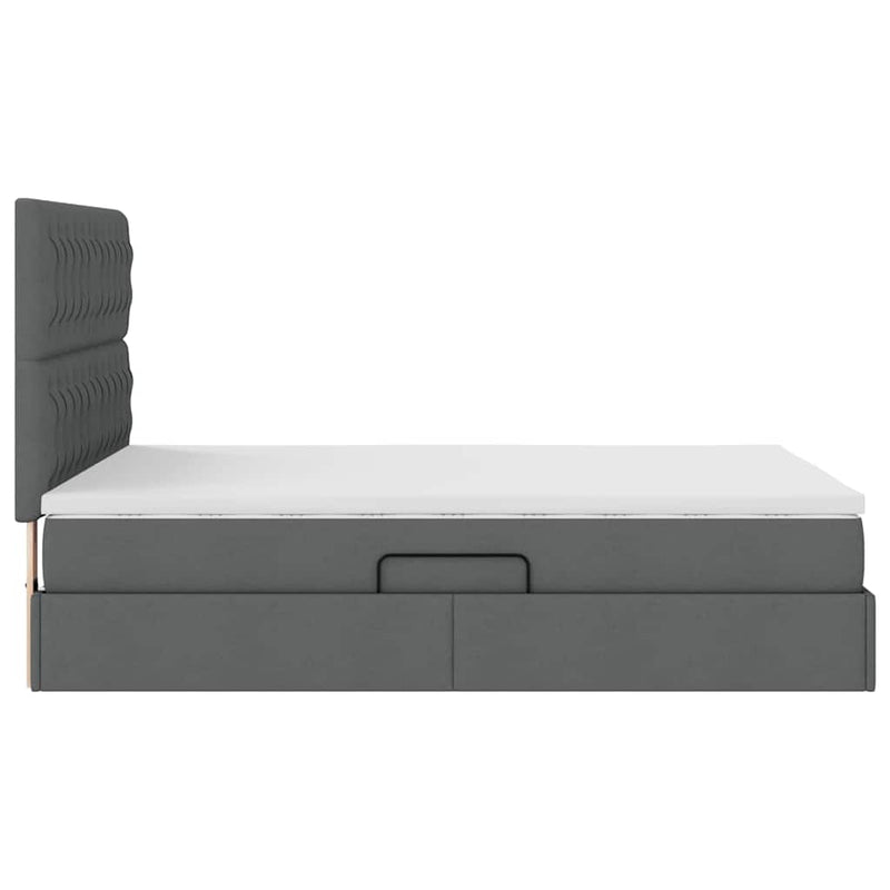 Bed with LED Strip Lights Dark Grey 152 x 203 cm Fabric