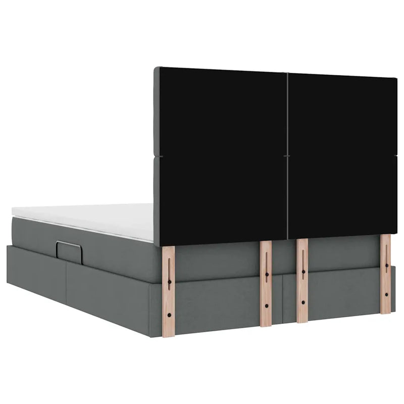 Bed with LED Strip Lights Dark Grey 152 x 203 cm Fabric