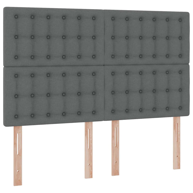 Bed with LED Strip Lights Dark Grey 152 x 203 cm Fabric