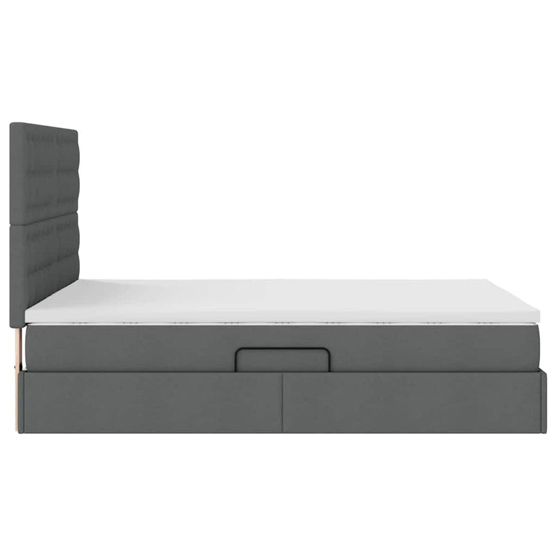 Bed with LED Strip Lights Dark Grey 152 x 203 cm Fabric
