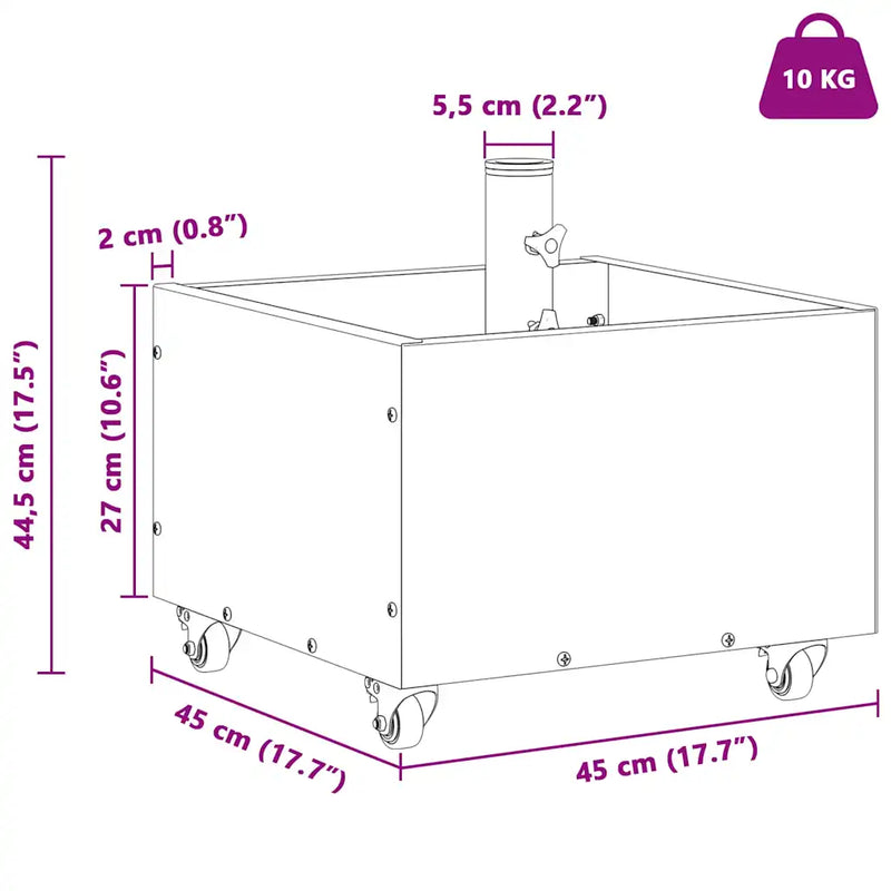 Parasol Base Manual Anthracite 45 x 45 x 45 cm Steel