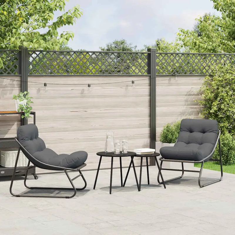 Garden Furniture with Cushion 2 pcs Black 60,5 x 81 x 71 cm