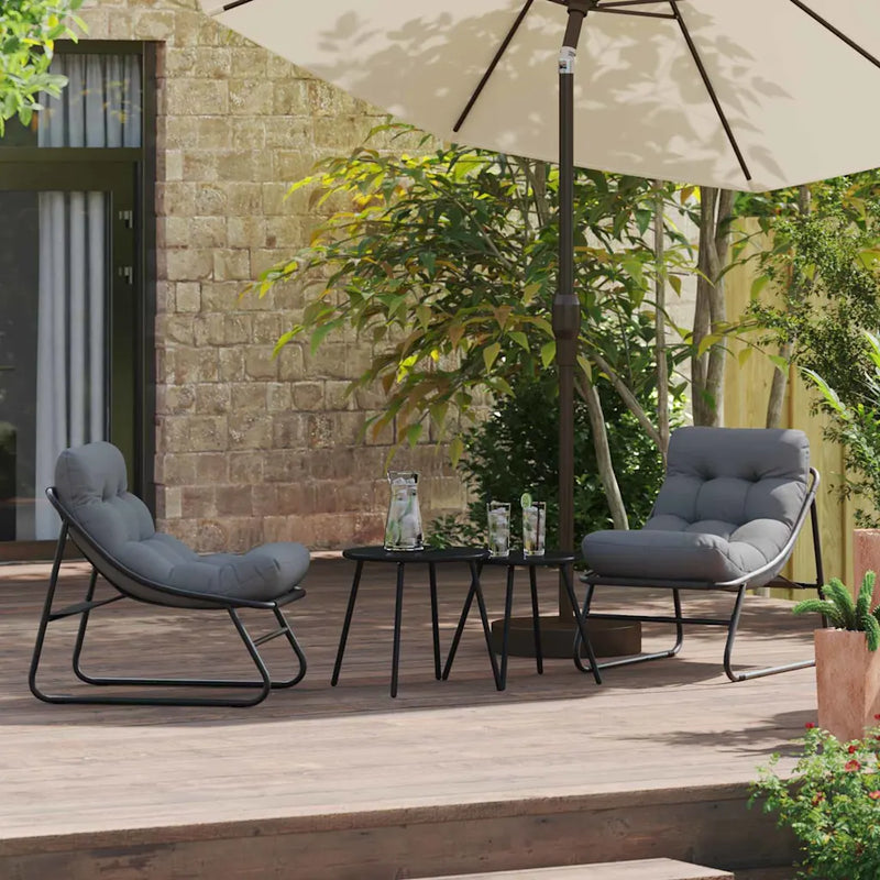 Garden Furniture with Cushion 2 pcs Black 60,5 x 81 x 71 cm