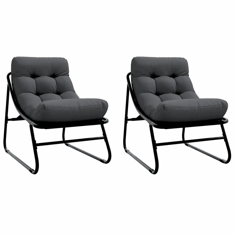 Garden Furniture with Cushion 2 pcs Black 60,5 x 81 x 71 cm