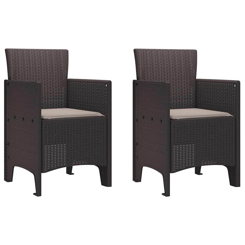 vidaXL Garden Chair 2 pcs Brown 53 x 49 x 85 cm Polypropylene