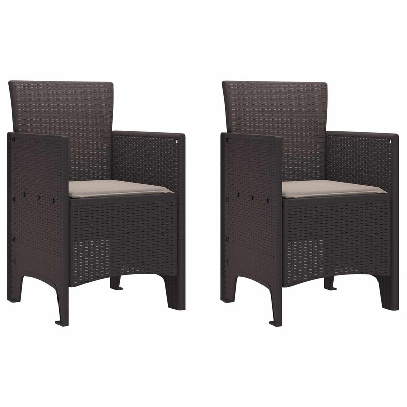 vidaXL Garden Chair 2 pcs Brown 53 x 49 x 85 cm Polypropylene