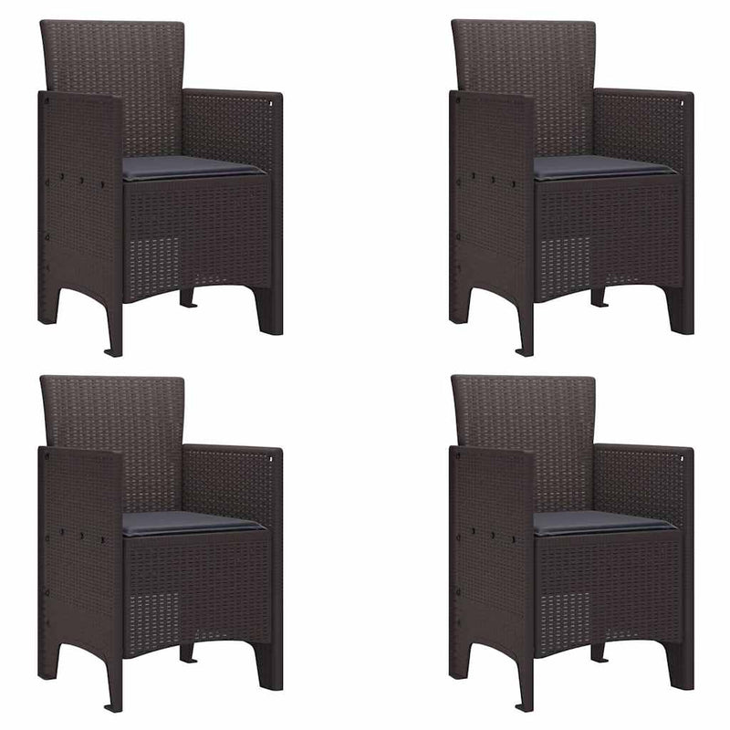 vidaXL Garden Chair 4 pcs Brown 53 x 49 x 85 cm Polypropylene