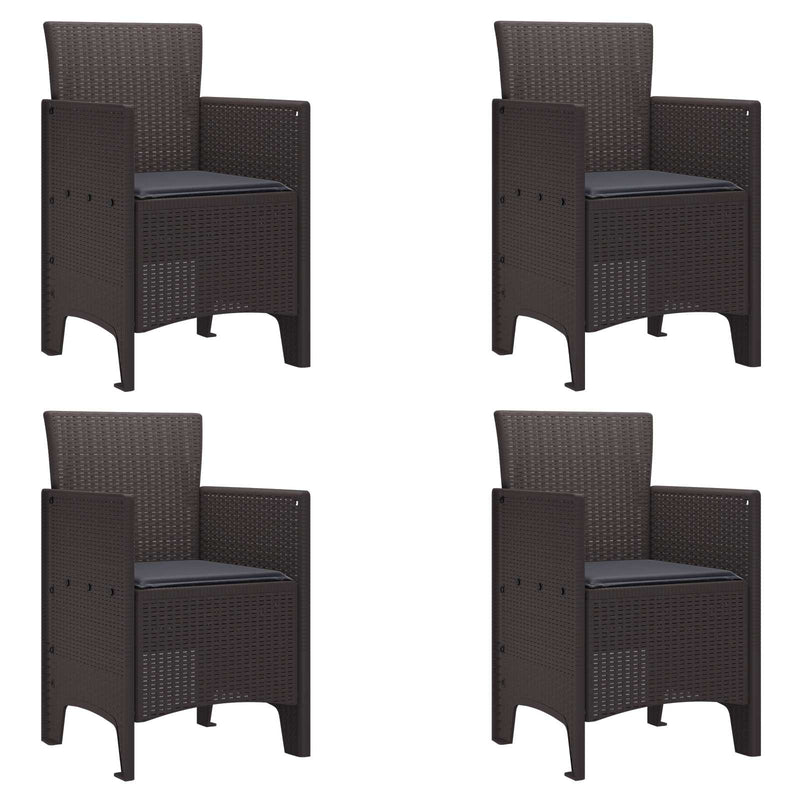 vidaXL Garden Chair 4 pcs Brown 53 x 49 x 85 cm Polypropylene