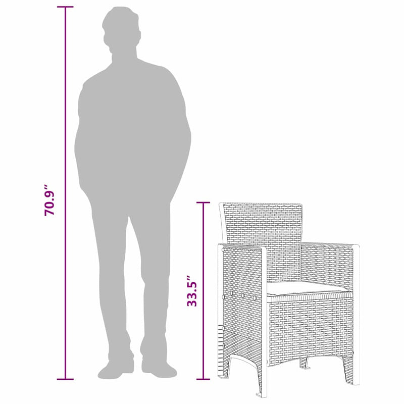 vidaXL Garden Chair 4 pcs Brown 53 x 49 x 85 cm Polypropylene